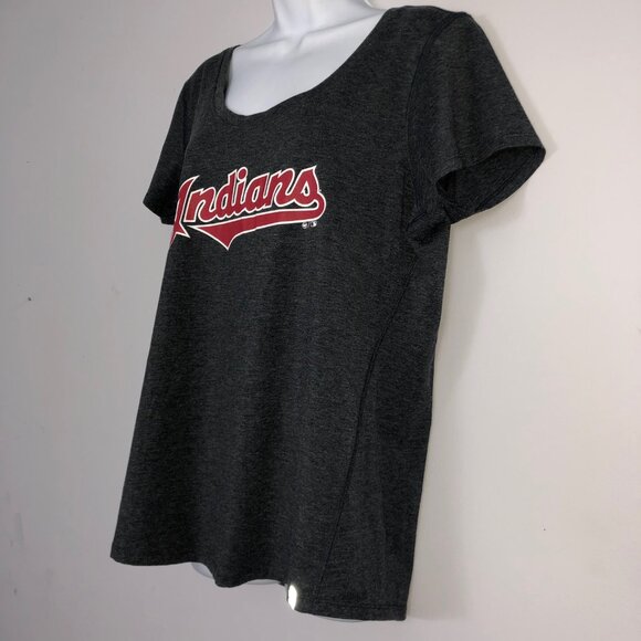 Cleveland Indians TShirt Womens L Navy MLB Reflective 47 Logo Baseball Sports - Picture 3 of 7